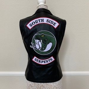 Riverdale Southside Serpent | Black Faux Leather Vest Sz. MD